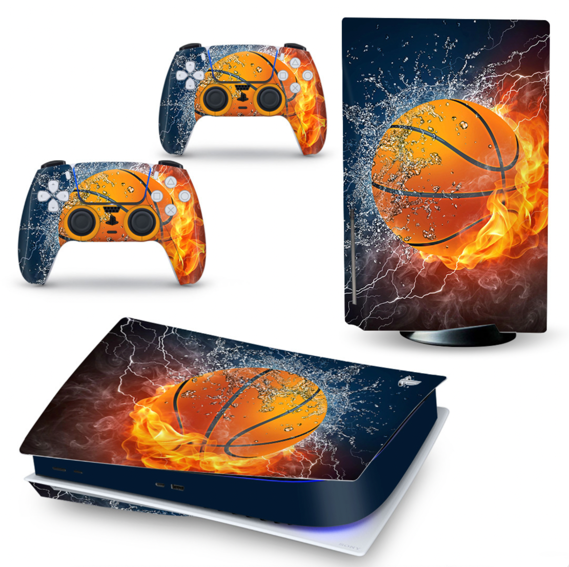 PS5 Console & Controller Skin – Fire & Ice Basketball Edition (Disc & Digital)