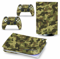 Military camouflage PS5 console and controller skin in green tactical pattern