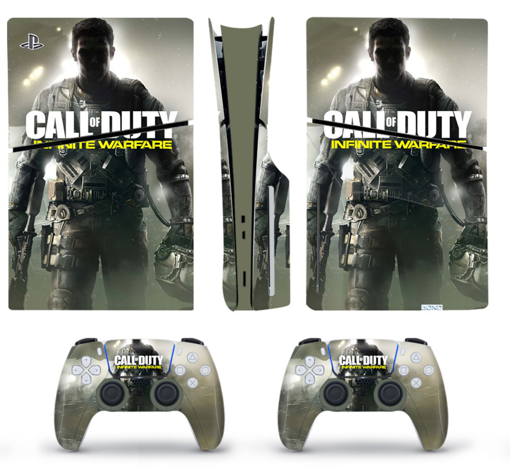 PS5 console and controller skin military warfare design disc and digital