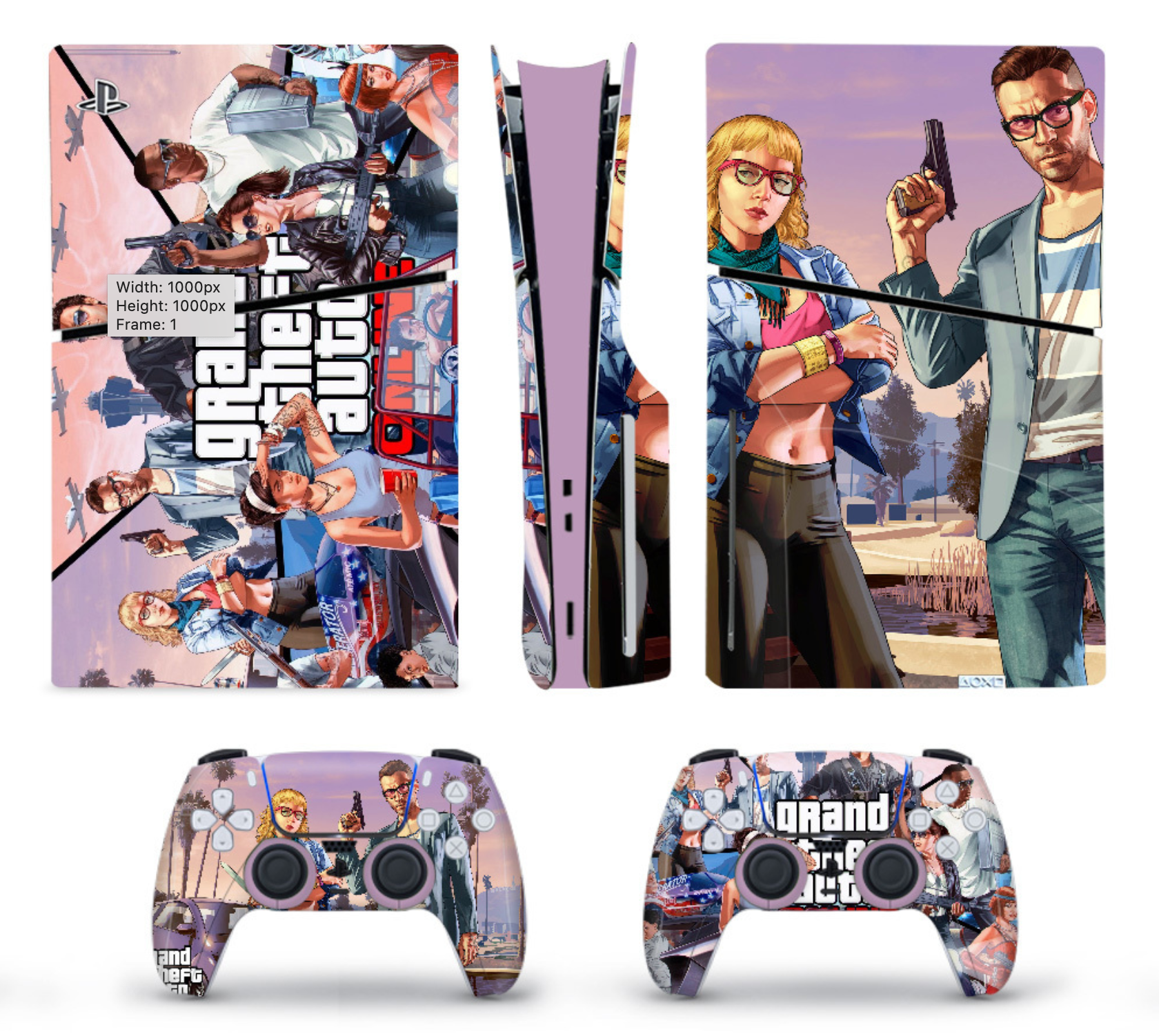 PS5 console skin open world city style design with controller wrap