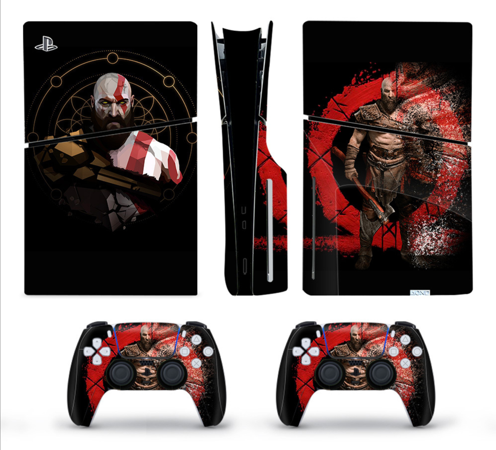 ps5 console and controller skin spartan warrior red design