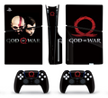 PS5 console and controller skin with red circle spartan warrior inspired design on black background