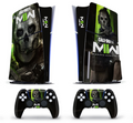 MW3 tactical green PS5 console and controller skin set with soldier silhouette design