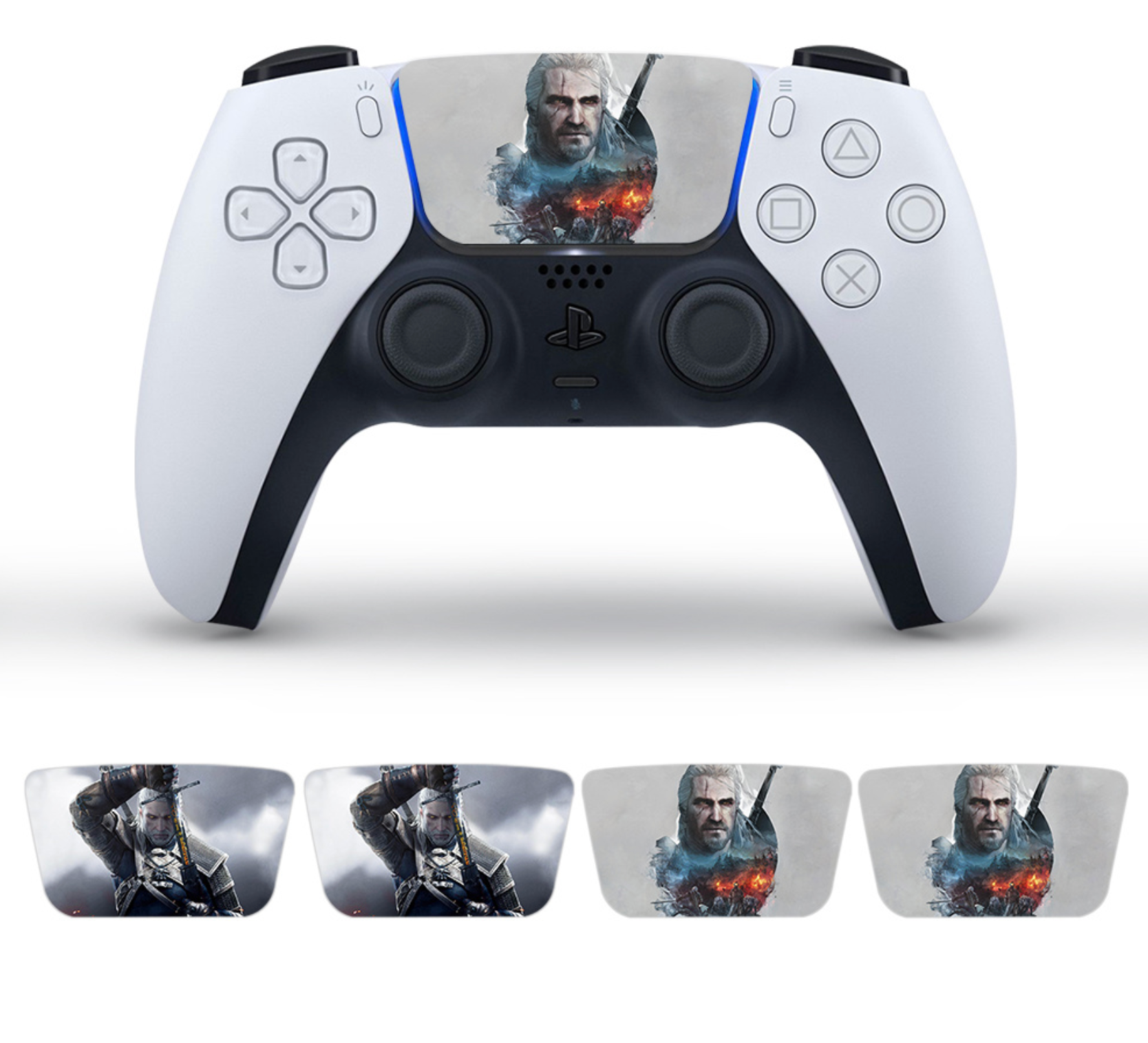 Witcher inspired PS5 DualSense controller touchpad skin set with 4 vinyl decals