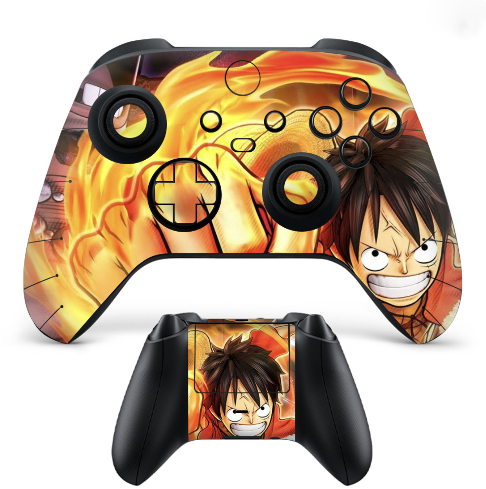Anime fire themed skin for Xbox controller with bold flame design