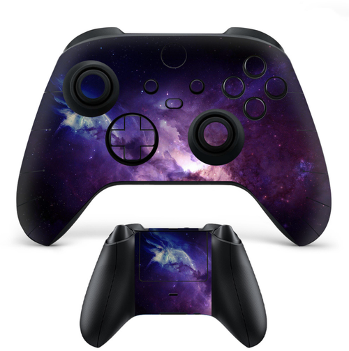 Galaxy space themed skin for Xbox controller with purple and cosmic design
