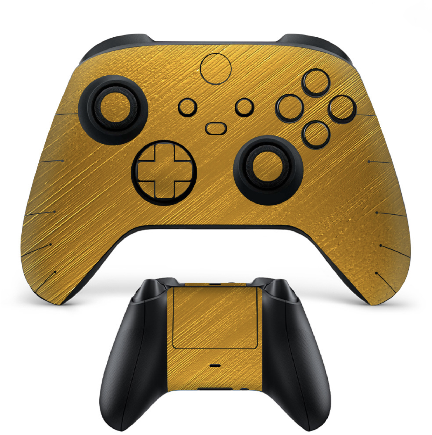 Gold brushed metal Xbox controller skin with premium textured finish