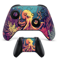 Colorful octopus Xbox controller skin with underwater ocean coral design