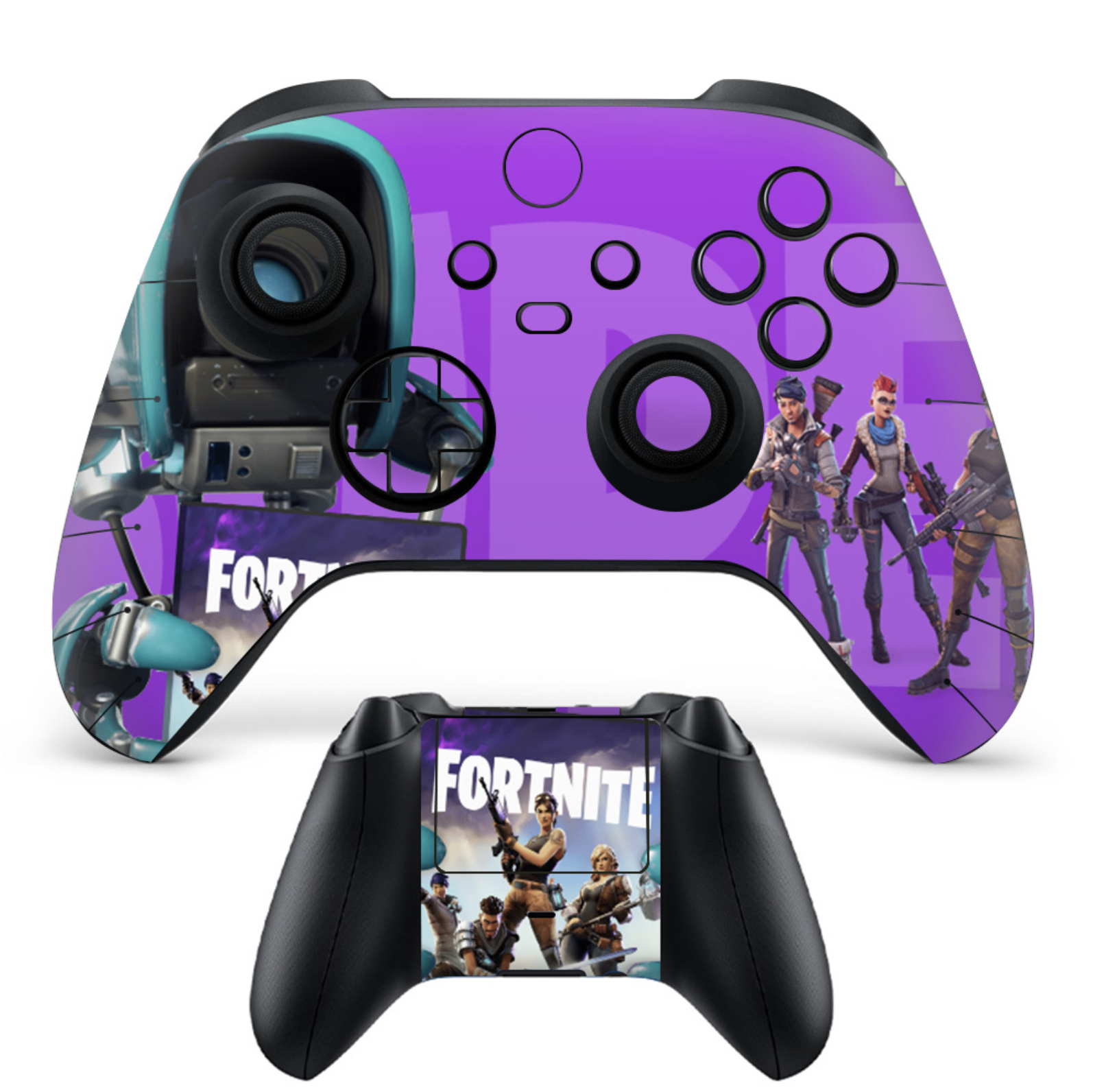 Purple gaming skin for Xbox controller with modern character design