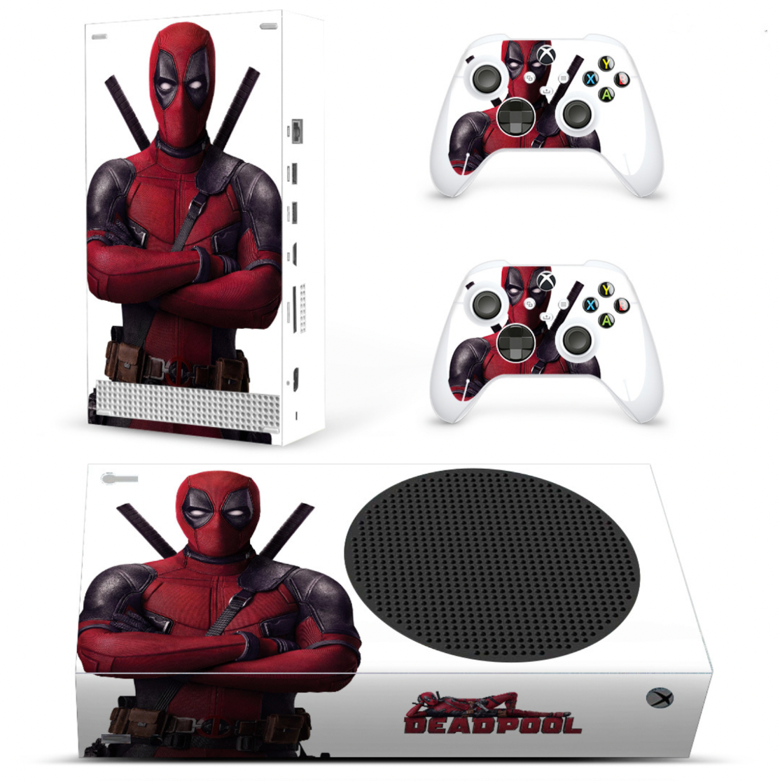 Xbox Series S red mask mercenary inspired skin with matching controller skin set