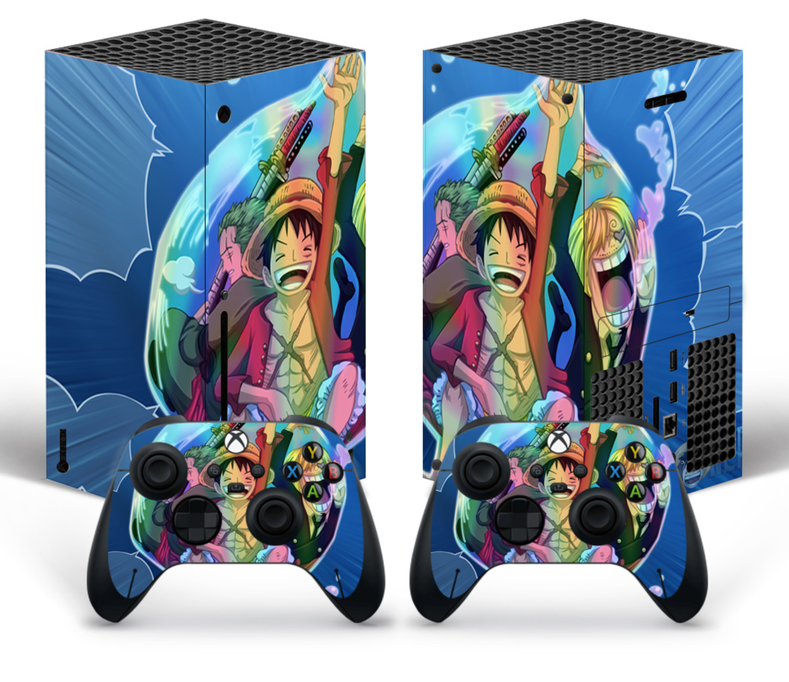 Xbox Series X colorful anime style skin with matching controller skin set