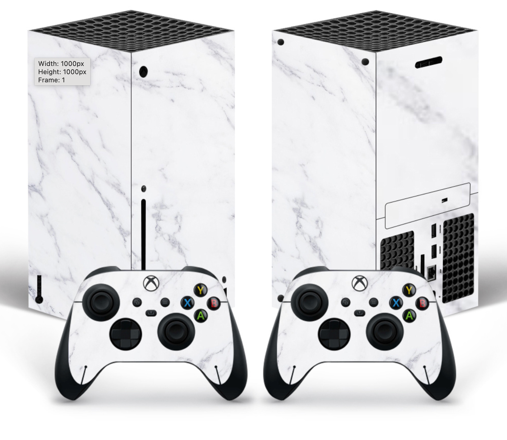 Xbox Series X white marble minimal skin with matching controller skin set